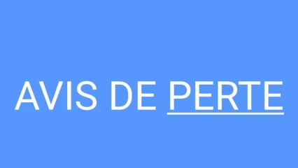 AVIS DE PERTE