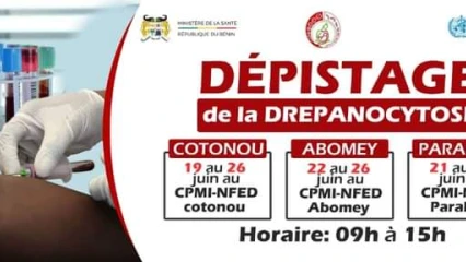 JOURNEE MONDIALE DE LUTTE CONTRE LA DREPANOCYTOSE :Hounkpatin recommande le test d&rsquo;électrophorèse avant le mariage . Une vaste campagne de sensibilisation et de dépistage lancée