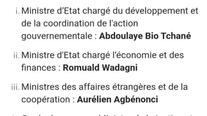 BÉNIN : Voici le nouveau gouvernement de Talon