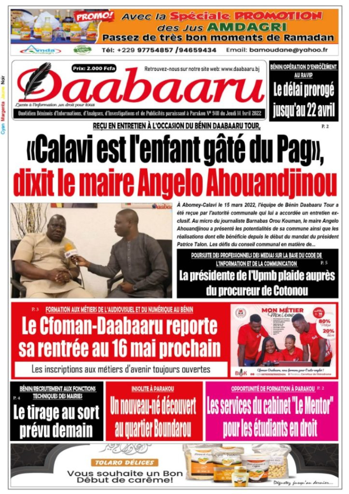 UNE DU JEUDI 14 AVRIL 2022