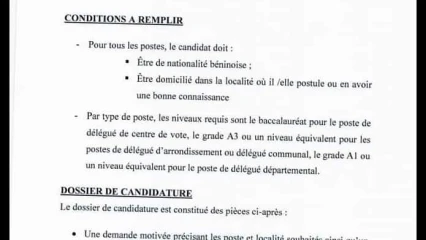BÉNIN/POUR LA PRÉSIDENTIELLE DU 11 AVRIL PROCHAIN : La Cour Constitutionnelle lance le recrutement de ses délégués . Voir les pièces à fournir