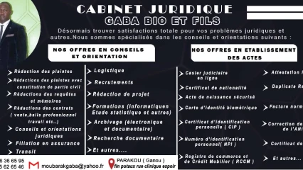 PARAKOU : Le cabinet juridique Gaba Bio et fils ouvre ses portes
