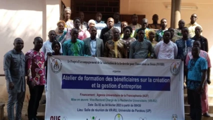 DÉMARRAGE EFFECTIF DES ACTIVITÉS DU PROJET PAVRIB À L’UNIVERSITÉ DE PARAKOU : 30 jeunes en formation sur la création et gestion d’entreprise