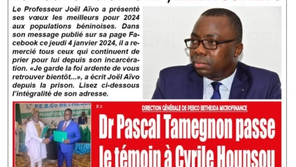 Parution du vendredi 05 janvier 2024