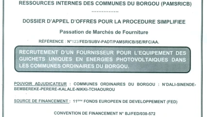 AVIS DE MARCHE PHOTOVOLTAÏQUE