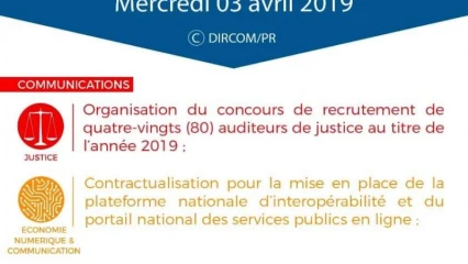 CONSEIL DES MINISTRES DU MERCREDI 3 AVRIL : Le gouvernement confirme la poursuite du processus électoral