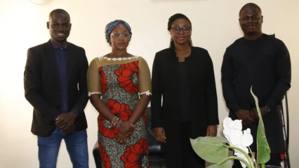 DAABAARU MÉDIAS TOUR : La ministre Aurélie Adam Soulé reçoit Barnabas Orou Kouman et son équipe