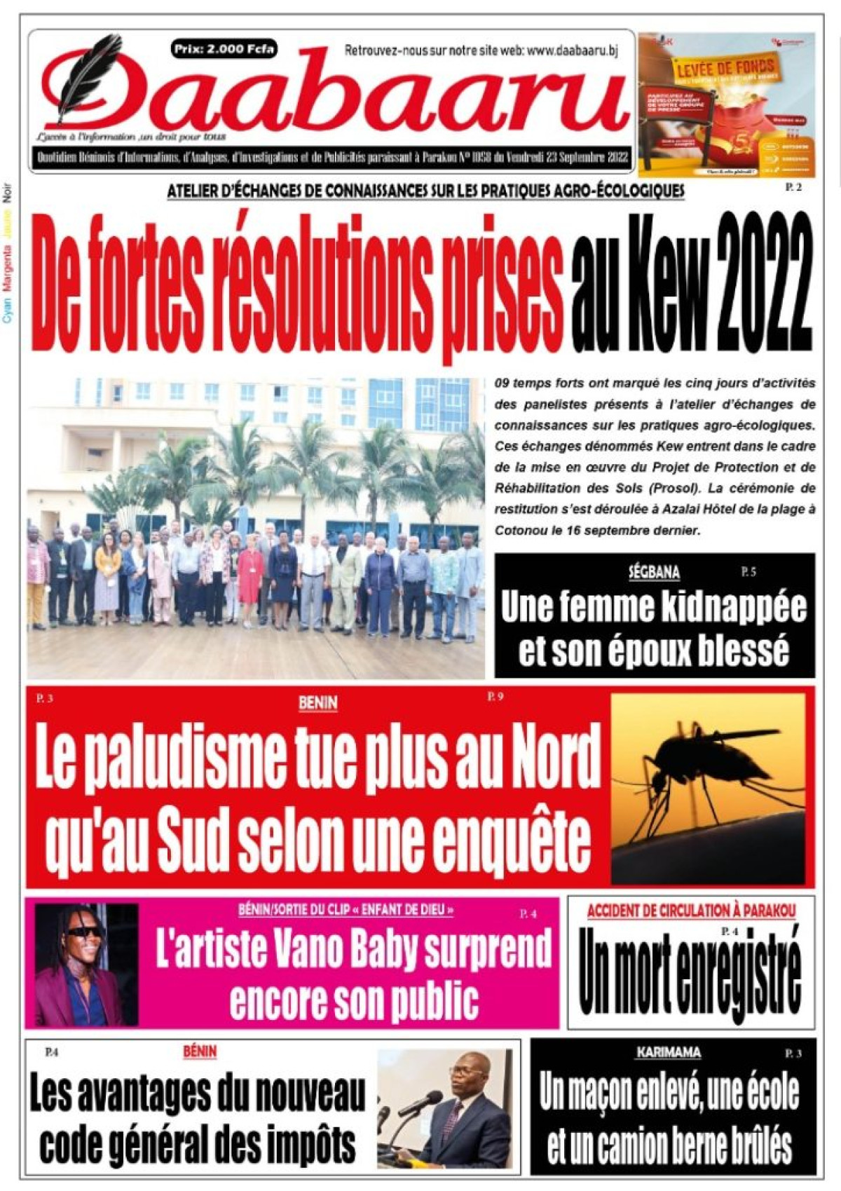 UNE DU VENDREDI 23 SEPTEMBRE 2022