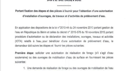 INSTALLATION D&rsquo;EAU EN REPUBLIQUE DU BENIN : Le gouvernement définit les conditions