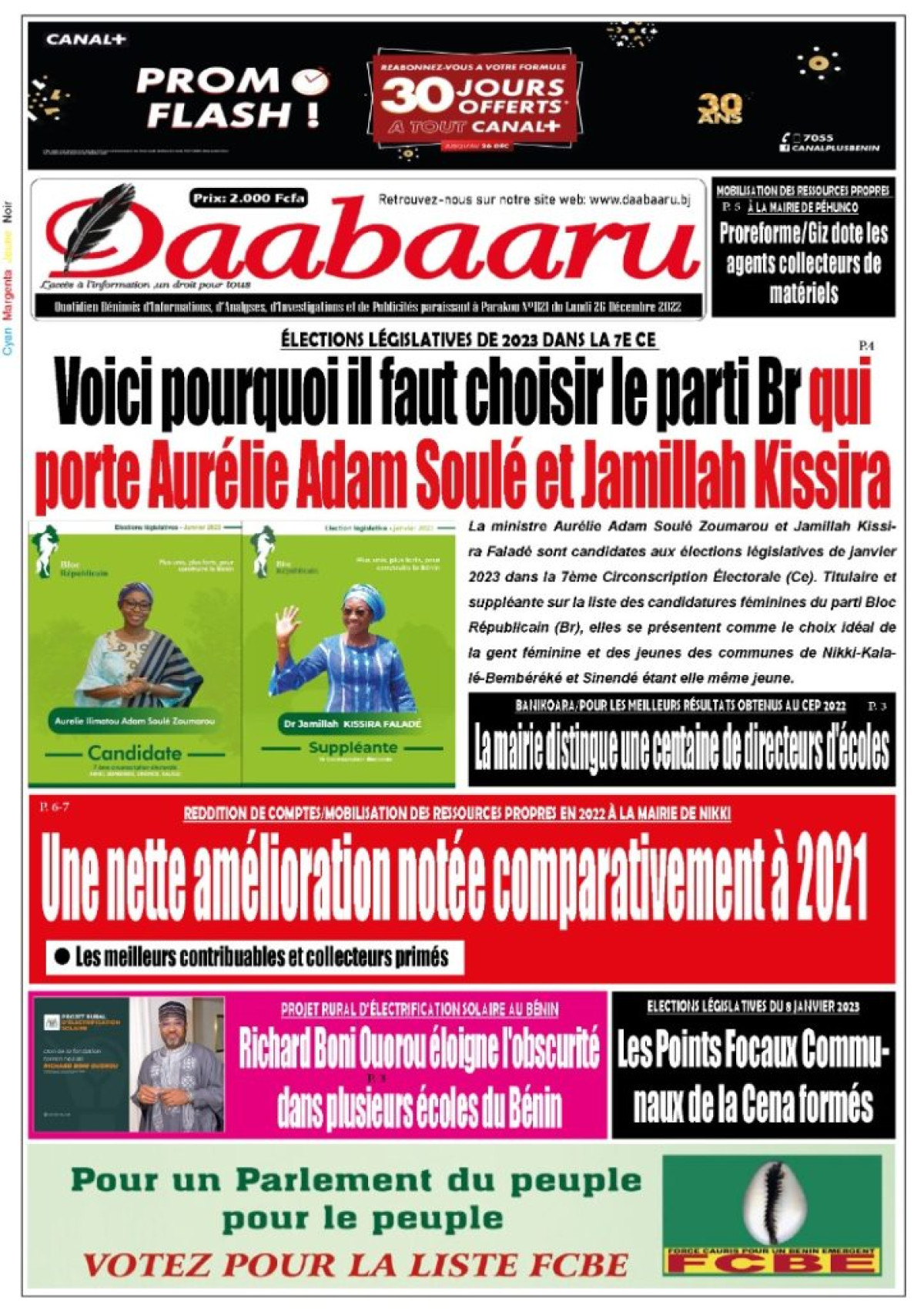 UNE DU LUNDI 26 DÉCEMBRE 2022