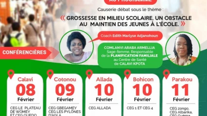 LUTTE CONTRE LES GROSSESSES EN MILIEU SCOLAIRE AU BÉNIN : L&rsquo;Ong Etoile d&rsquo;Afrik entame une tournée nationale de sensibilisation dès demain