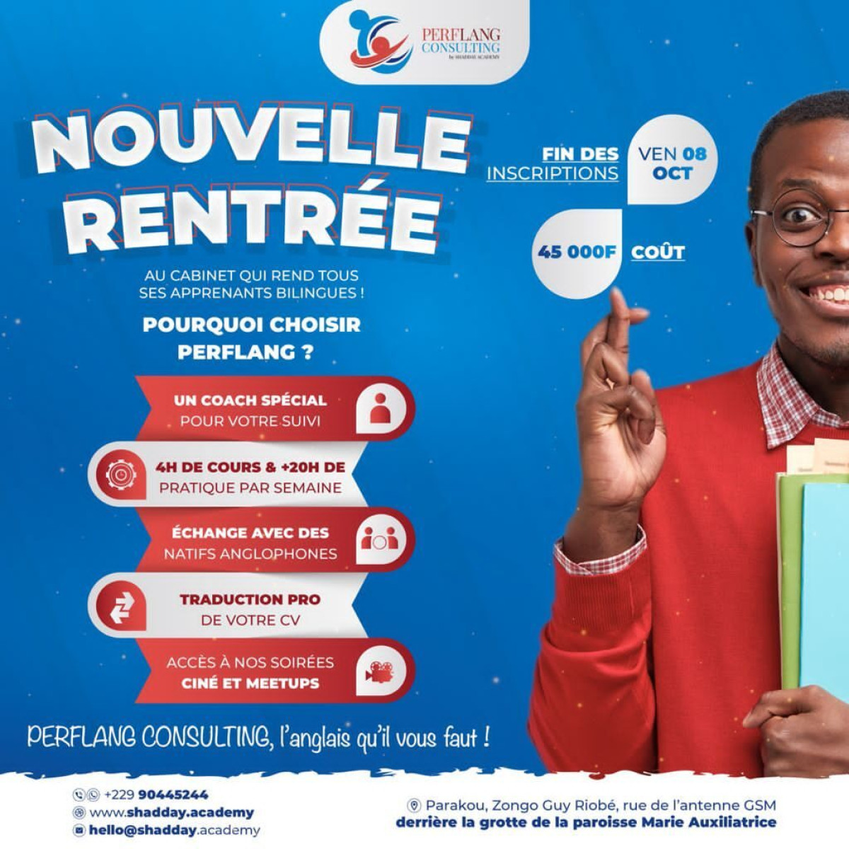 PARAKOU/NOUVELLE RENTREE AU CENTRE DE FORMATION EN ANGLAIS PERFLANG CONSULTING : Les inscriptions se poursuivent jusqu’au 8 octobre prochain