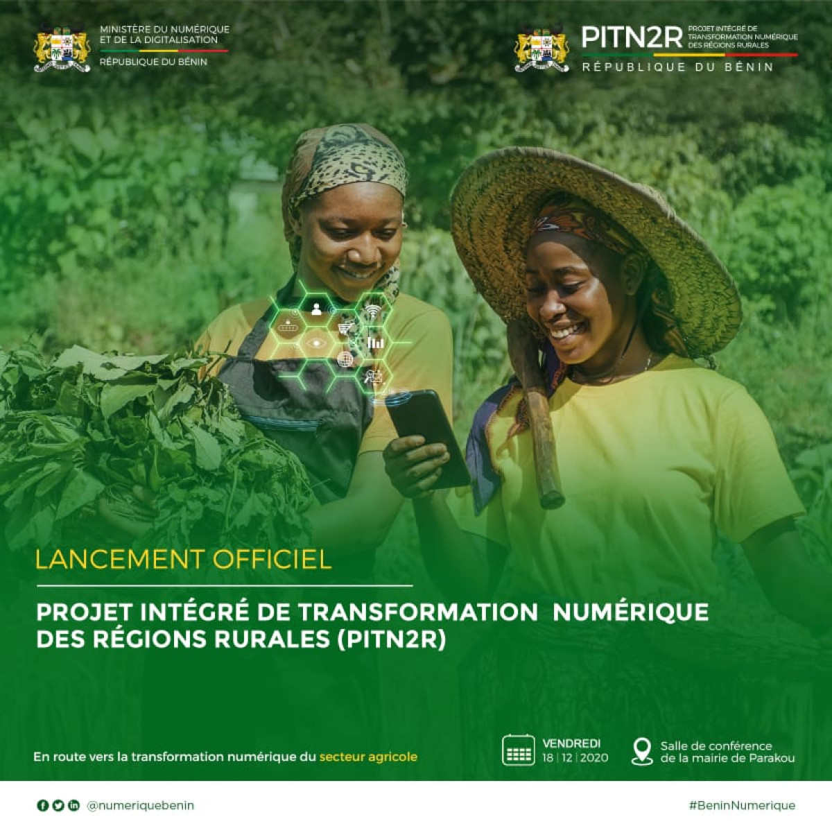 PROJET INTÉGRÉ DE TRANSFORMATION NUMÉRIQUE DES RÉGIONS RURALES: Le Pitn2r officiellement lancé ce jour à Parakou