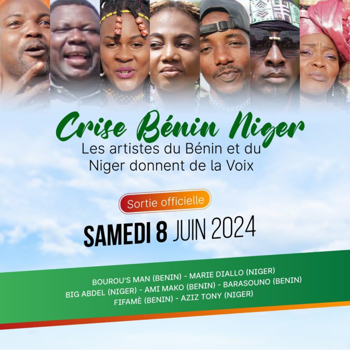 TENSIONS ENTRE LE BÉNIN ET LE NIGER : 7 artistes des deux pays unissent leurs voix pour un retour au calme  .Tout ce qu&rsquo;il faut savoir de cette nouvelle chanson disponible ce 8 juin