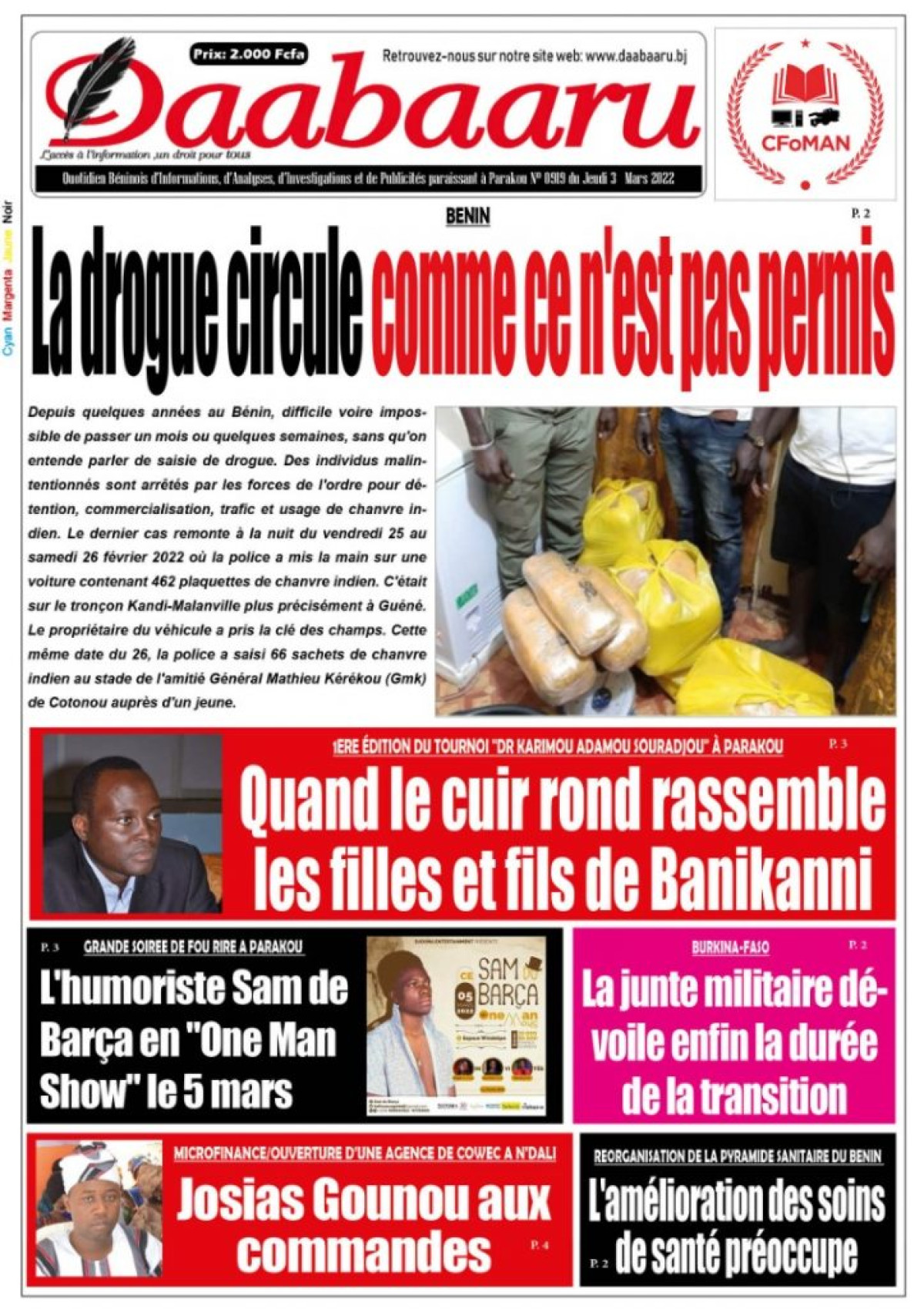 UNE DU JEUDI 3 MARS 2022