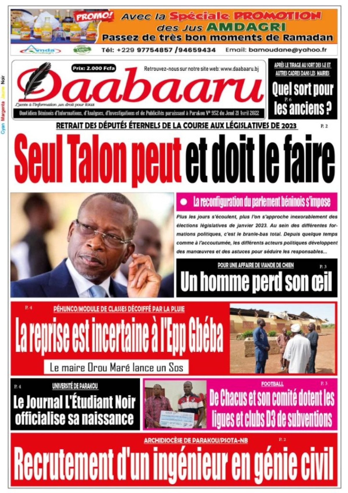 UNE DU JEUDI 21 AVRIL 2022