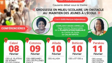 LUTTE CONTRE LES GROSSESSES EN MILIEU SCOLAIRE AU BÉNIN : L’Ong Etoile d’Afrik entame une tournée nationale de sensibilisation dès demain