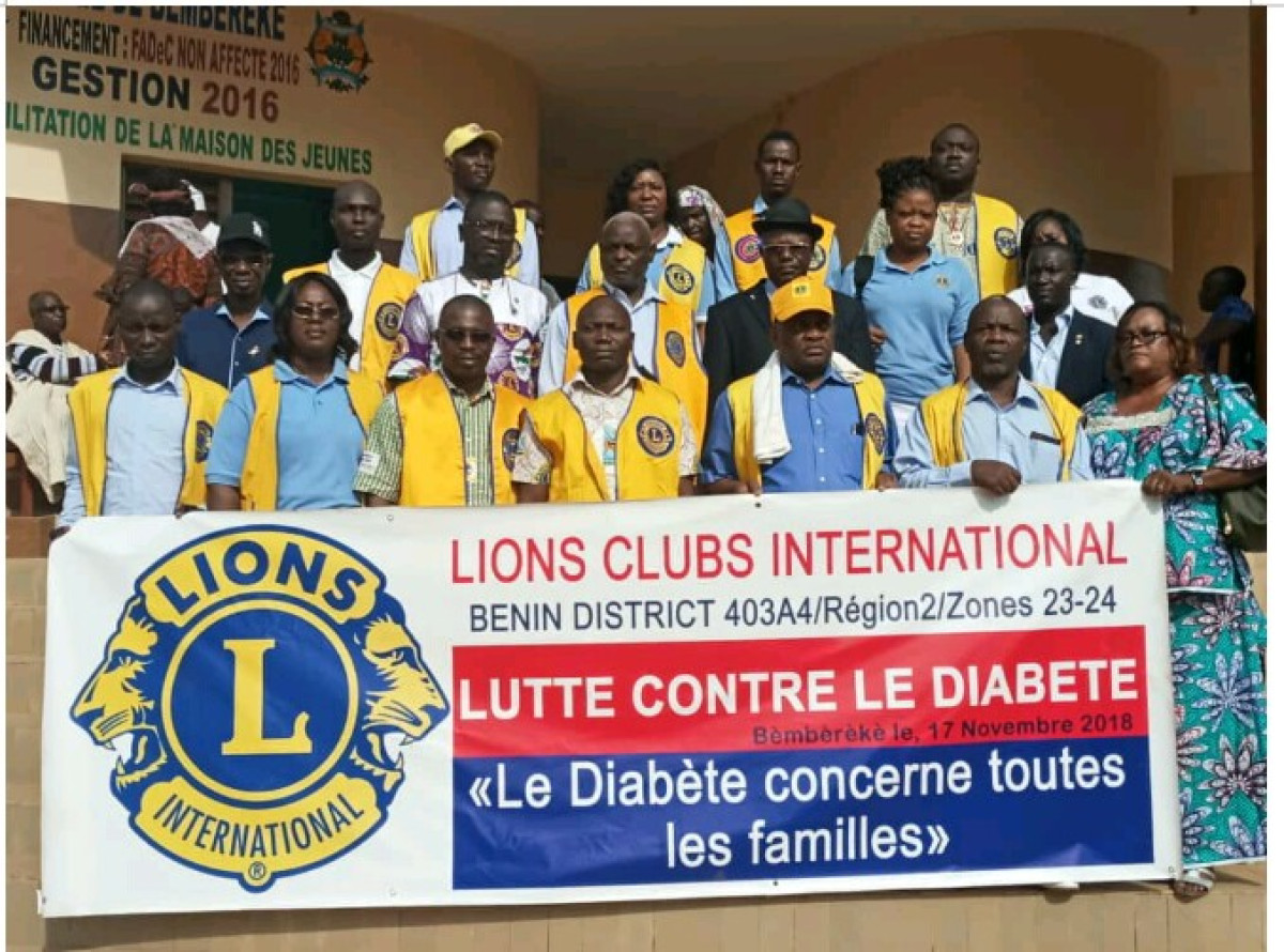 CÉLÉBRATION EN DIFFÉRÉ DE LA JOURNÉE INTERNATIONALE DE LUTTE CONTRE LE DIABÈTE :  Les Lions clubs des zones 23 et 24 sensibilisent les populations de Bembéréké