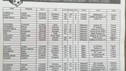 MATCH NIGERIA-BENIN : La liste des 23 Écureuils convoqués