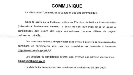 8EME EDITION DU PRIX DES REALISATIONS INTELLECTUELLES : Un appel à candidature lancé