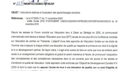 EDUCATION AU BENIN : Le passage systématique des écoliers du Ci, Ce1 et Cm1 autorisé