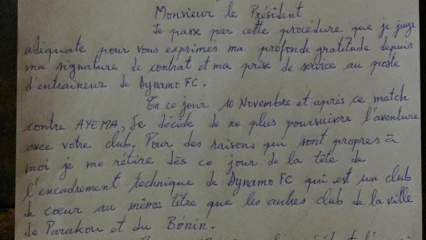 FOOTBALL/ LIGUE 1 : Taïrou Adam Chabi de Dynamo Fc de Parakou a déposé le tablier 