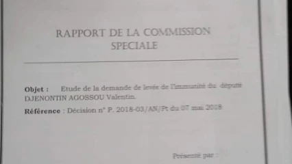ASSEMBLÉE NATIONALE: Voici le rapport de la commission spéciale chargée de l&rsquo;étude de la levée de l&rsquo;immunité parlementaire de l&rsquo;He Valentin Djènontin