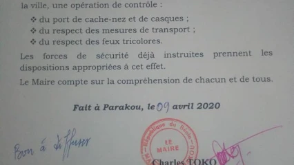 LUTTE CONTRE LA PROPAGATION DU COVID-19 : L’opération de contrôle du port de cache-nez démarre bientôt à Parakou