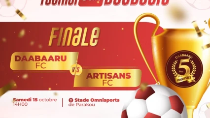 FINALE DU TOURNOI AN 5 DE DAABAARU : Daabaaru Fc # Artisans Fc, l&rsquo;apothéose de demain  . La cérémonie officielle de l&rsquo;anniversaire, samedi 15 octobre