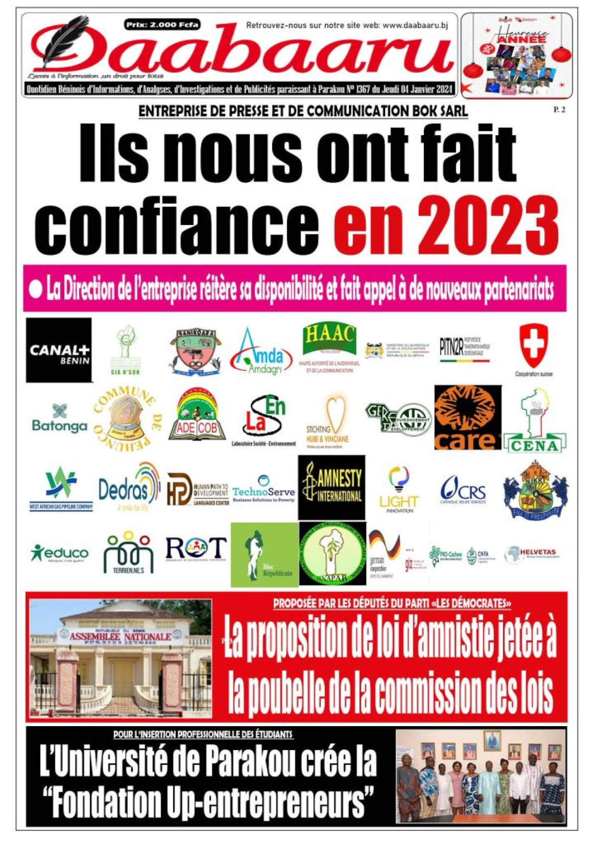 Parution du jeudi 04 janvier 2024