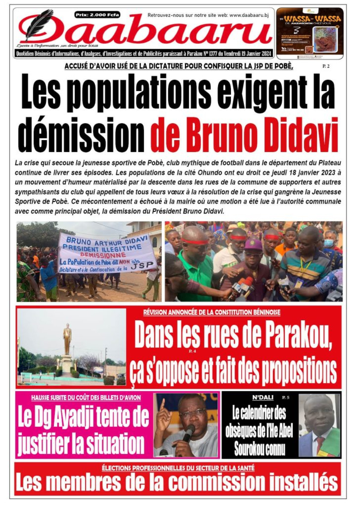 Parution du vendredi 19 janvier 2024