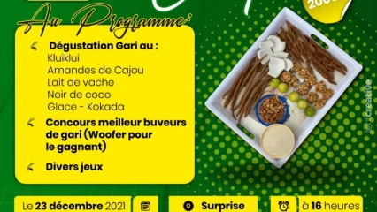 JEUX-CONCOURS DE DÉGUSTATION DU GARI À PARAKOU : ‘’Kírú’’ organise l’évènement le jeudi 23 décembre prochain