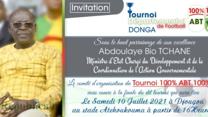 DJOUGOU/TOURNOI 100% ABT 100% BR : La grande finale, se jouera ce Samedi 10 Juillet 2021