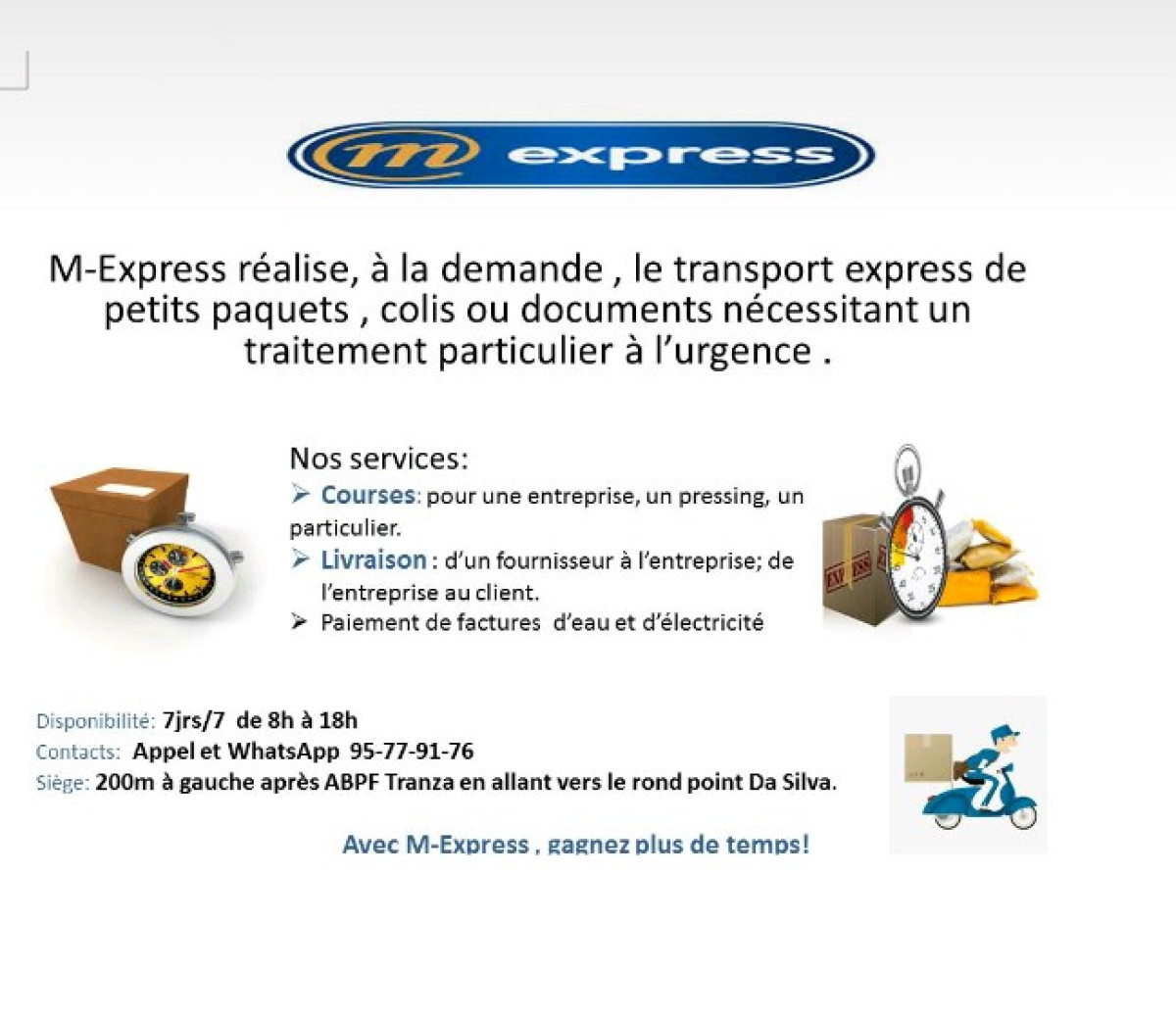 TRANSFERT DE COURRIER A PARAKOU  : M-Express offre ses services aux parakois