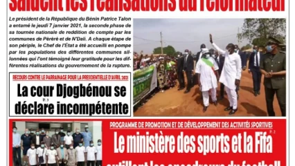 Parution du vendredi 08 janvier 2021