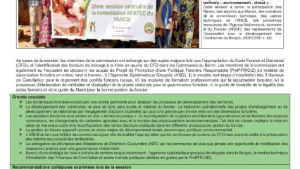 DEUXIÈME SESSION ORDINAIRE DE L&rsquo;ANCB :  L&rsquo;Adecob apporte sa contribution pour une meilleure gestion du foncier  . Voir les grands constats, et recommandations collégiales exprimées lors de la session