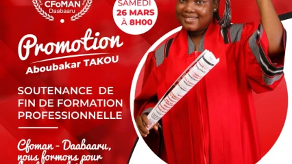 CENTRE DE FORMATION AUX MÉTIERS DE L&rsquo;AUDIOVISUEL ET DU NUMÉRIQUE (CFOMAN-DAABAARU) : Les étudiants de la 1ère promotion planchent ce samedi . Aboubakar Takou parrain