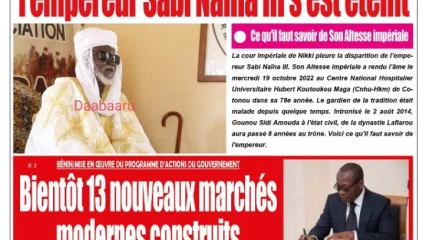 Une du journal Daabaaru de ce 20 octobre 2022