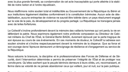 Coup d'état déjoué à Cotonou :Le collectif des Chefs ou Directeurs de Cabinet des Maires réagit