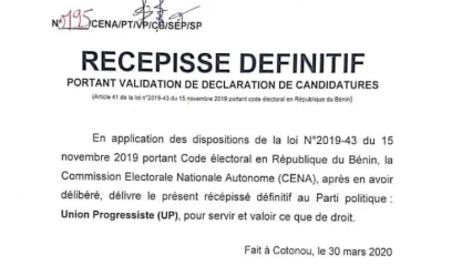 DELIVRANCE DE RECEPISSES DEFINITIFS : Les 5 partis en lice en possession du précieux sésame