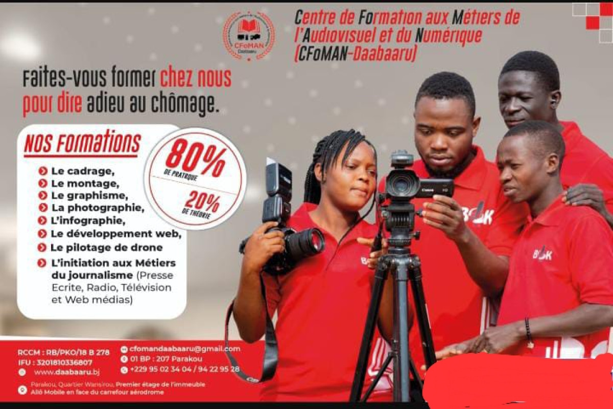 FORMATION AUX MÉTIERS DE L&rsquo;AUDIOVISUEL ET DU NUMÉRIQUE A PARAKOU : Les inscriptions se poursuivent au Cfoman-Daabaaru jusqu&rsquo;au 30 avril