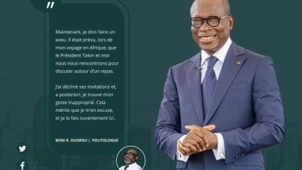 APRES SON MEA-CULPA :  Richard Boni Ouorou présente ses excuses au chef de l&rsquo;Etat  . Il aborde également la rencontre Talon-Yayi