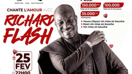 SOIRÉE « CHANTE L&rsquo;AMOUR AVEC RICHARD FLASH » À COTONOU : C&rsquo;est ce soir au Rooftop-Bar-Restaurant The Garden