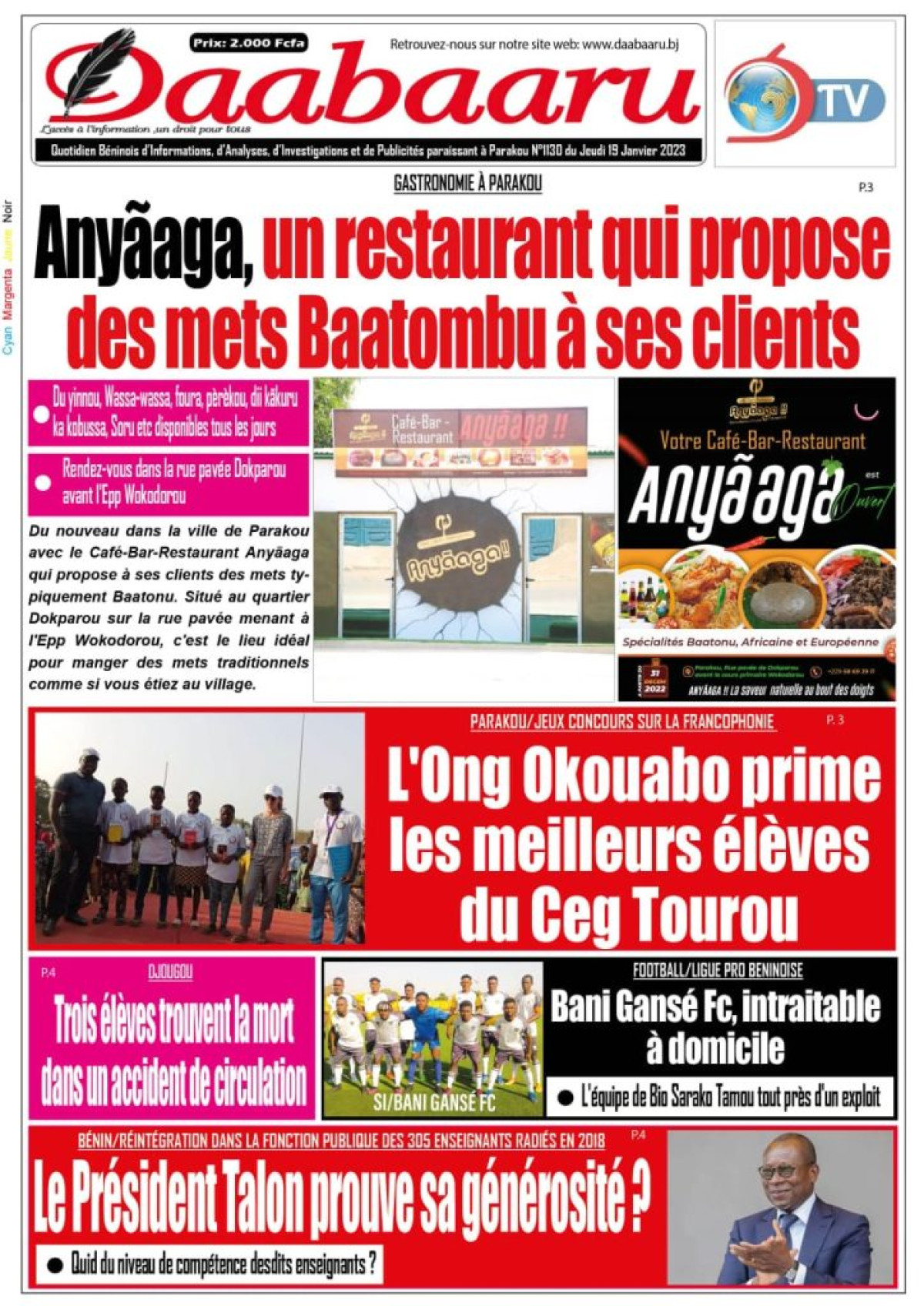 UNE DU JEUDI 19 JANVIER 2023