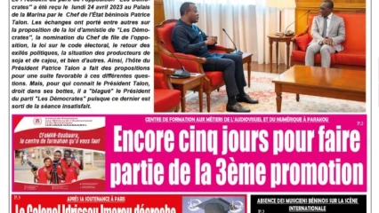 UNE DU MARDI 25 AVRIL 2023