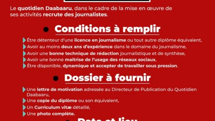 PARAKOU :  Le Quotidien Daabaaru recrute des journalistes