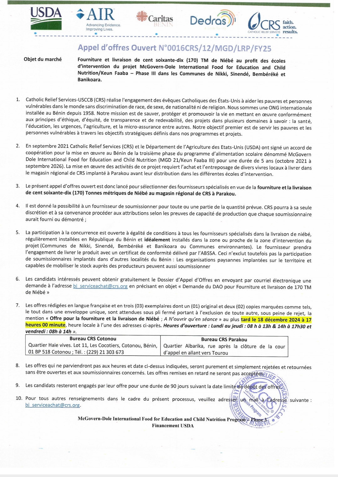 Avis CRS 