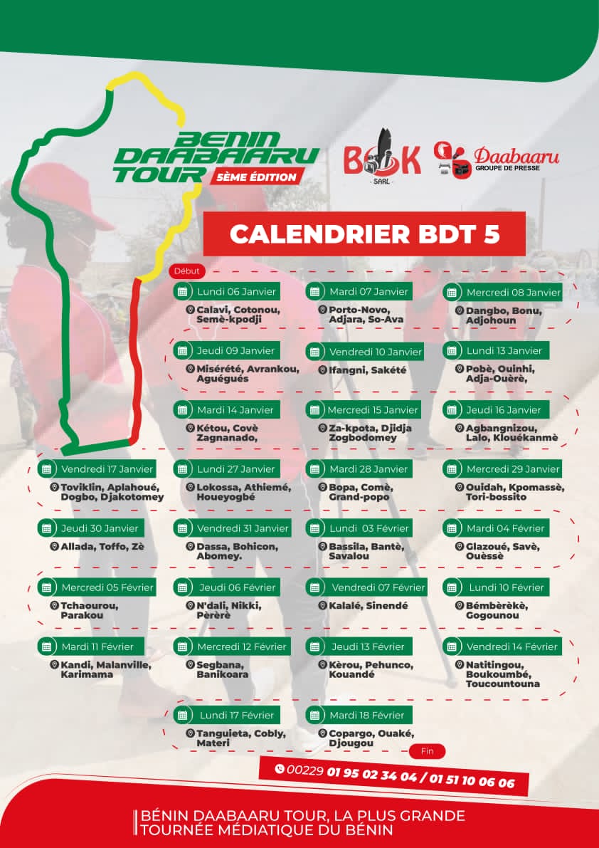 Bénin daabaaru tour 5: voici le programme complet