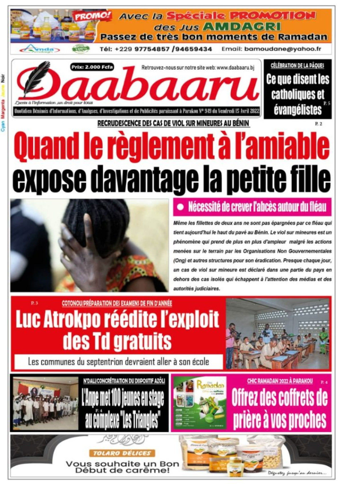 UNE DU VENDREDI 15 AVRIL 2022