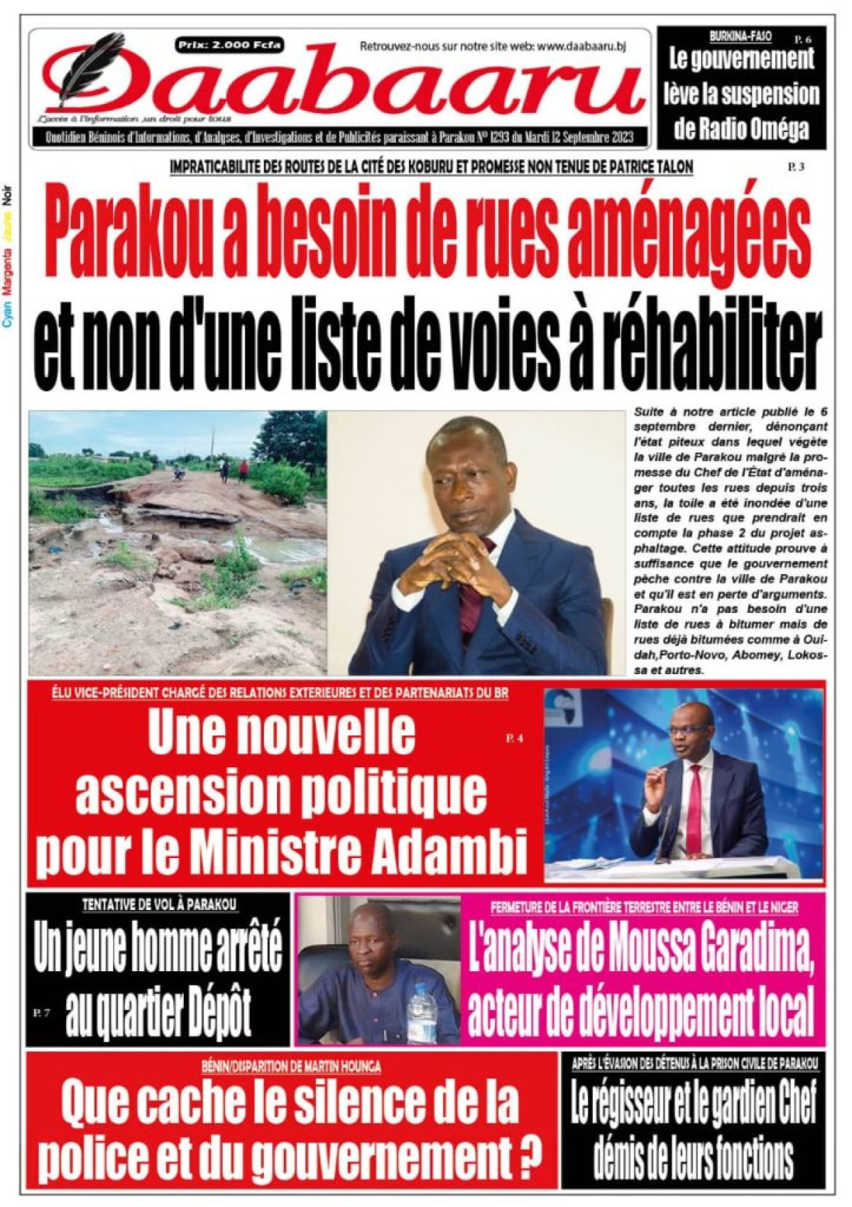 UNE DU MARDI 12 SEPTEMBRE 2023